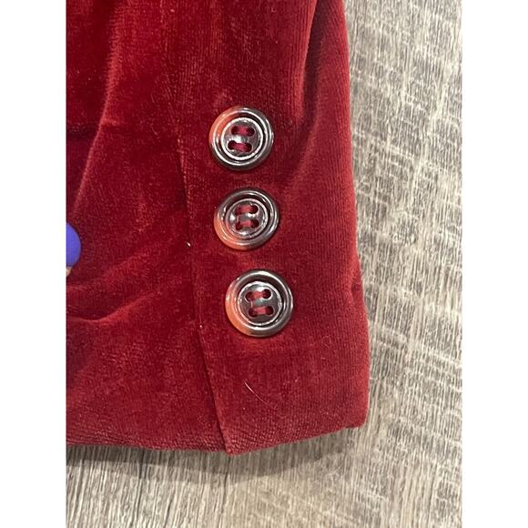 New Territories Vintage RED Velvet Blazer Size 5 Made In Japan - Picture 9 of 11